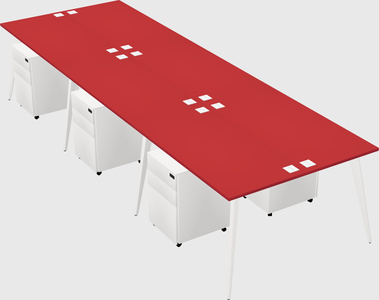 Shared rectangular office desk system