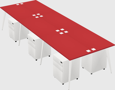 Shared rectangular office desk system