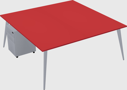 Shared rectangular office desk system