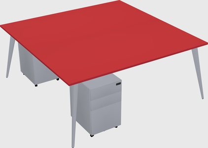 Shared rectangular office desk system