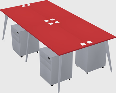 Shared rectangular office desk system