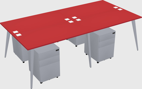 Shared rectangular office desk system