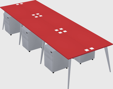 Shared rectangular office desk system