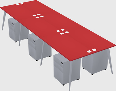 Shared rectangular office desk system