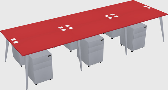 Shared rectangular office desk system