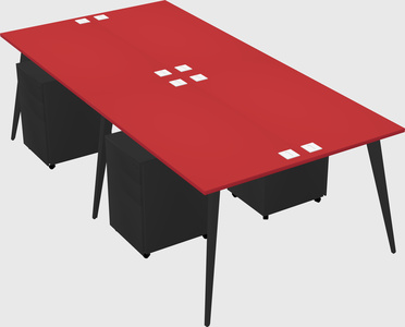 Shared rectangular office desk system