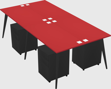 Shared rectangular office desk system