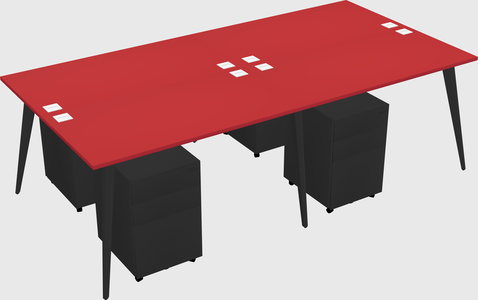 Shared rectangular office desk system