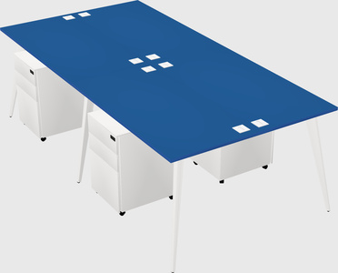 Shared rectangular office desk system