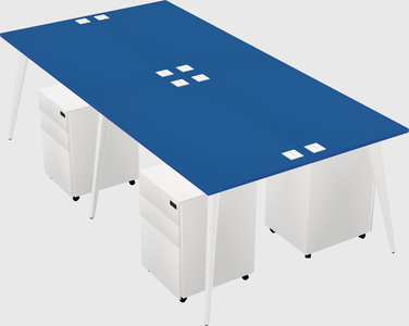 Shared rectangular office desk system