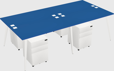 Shared rectangular office desk system