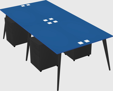 Shared rectangular office desk system