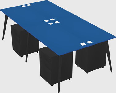 Shared rectangular office desk system