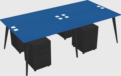 Shared rectangular office desk system