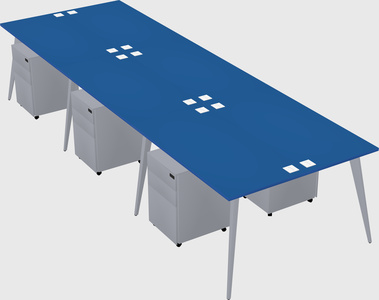 Shared rectangular office desk system