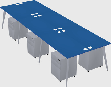Shared rectangular office desk system