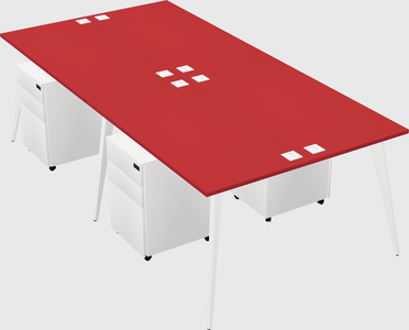 Shared rectangular office desk system