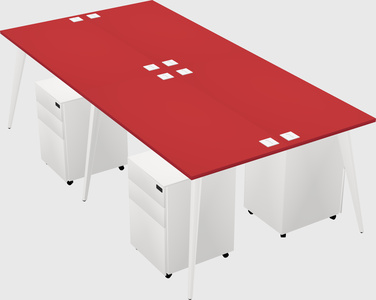 Shared rectangular office desk system