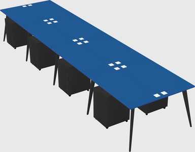 Shared rectangular office desk system