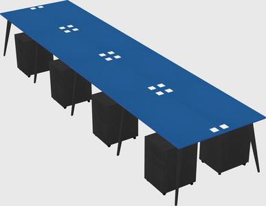 Shared rectangular office desk system