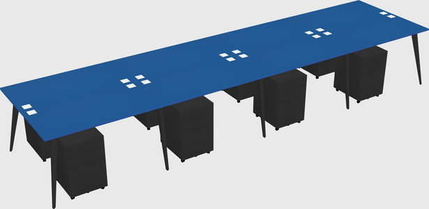 Shared rectangular office desk system