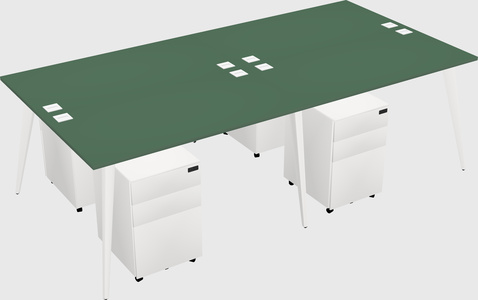 Shared rectangular office desk system
