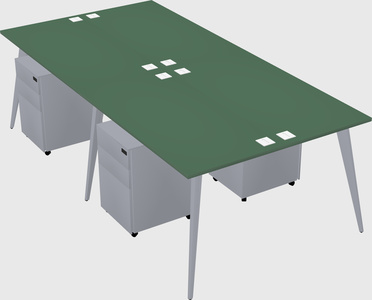 Shared rectangular office desk system
