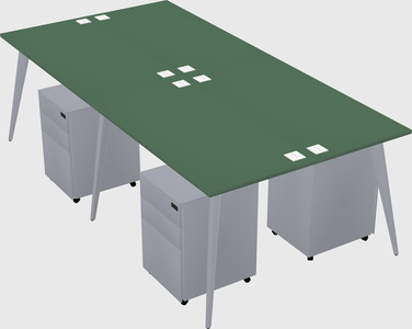 Shared rectangular office desk system