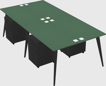 Shared rectangular office desk system