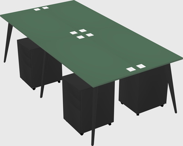 Shared rectangular office desk system