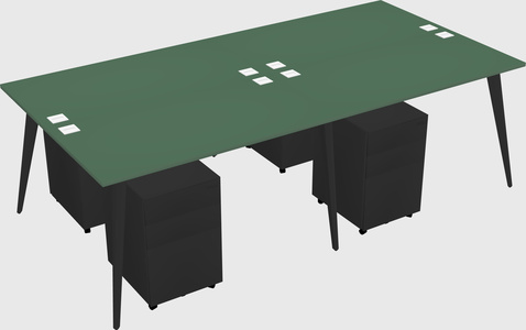 Shared rectangular office desk system