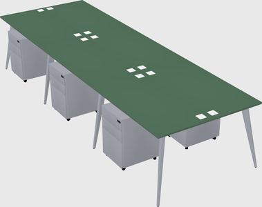 Shared rectangular office desk system