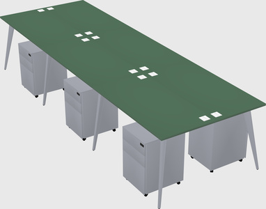 Shared rectangular office desk system