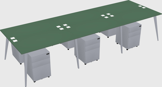 Shared rectangular office desk system
