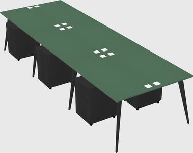Shared rectangular office desk system