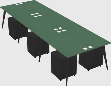 Shared rectangular office desk system