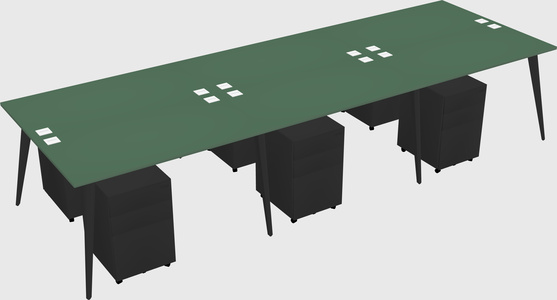 Shared rectangular office desk system