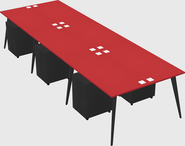 Shared rectangular office desk system