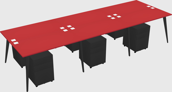 Shared rectangular office desk system