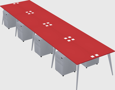 Shared rectangular office desk system