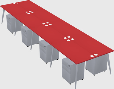 Shared rectangular office desk system