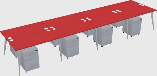 Shared rectangular office desk system