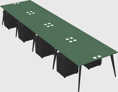 Shared rectangular office desk system