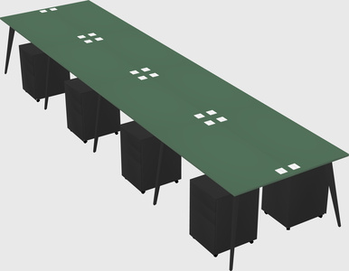 Shared rectangular office desk system