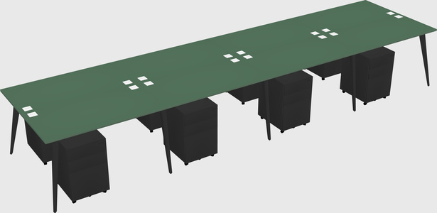 Shared rectangular office desk system