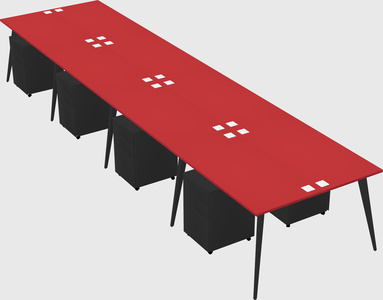 Shared rectangular office desk system