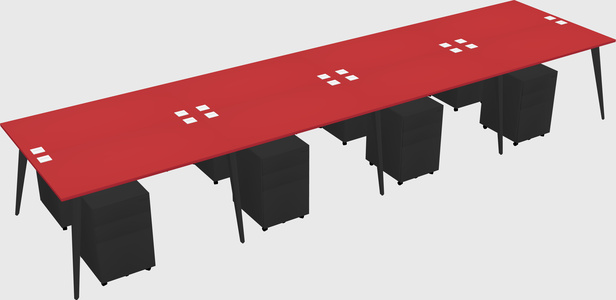 Shared rectangular office desk system
