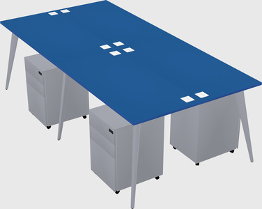 Shared rectangular office desk system