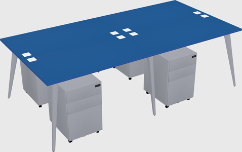 Shared rectangular office desk system
