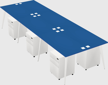 Shared rectangular office desk system